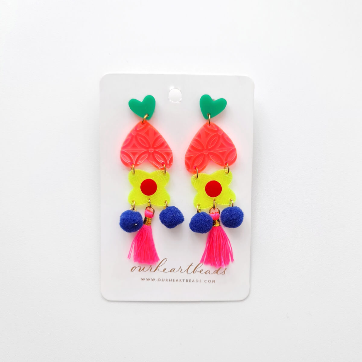 Batik Neon Tassel Earrings