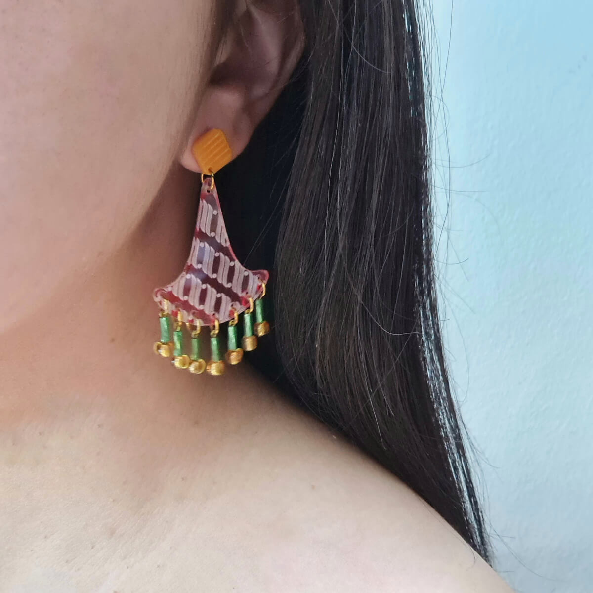 Batik Parang Red Earrings