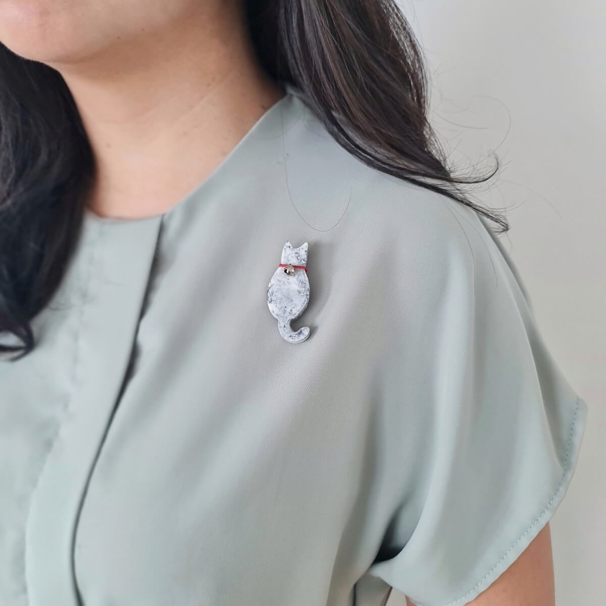 Marble Cat Brooch