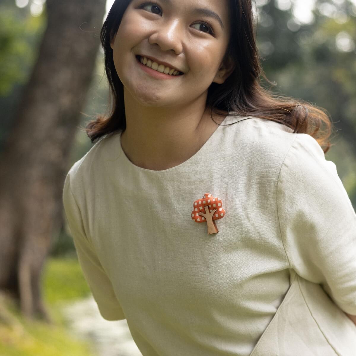 Orange Apricot Tree Brooch